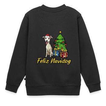 Feliz Navidog Whippet Hunde Geschenk - Kinder Premium Organic Sweatshirt - Schwarz - Hinten - AI Model Kid Female (0cm)
