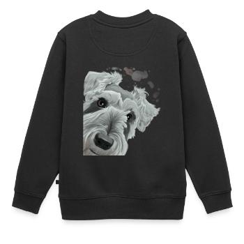Chien museau curieux - Sweat Premium enfant bio - noir - Dos - AI Model Kid Female (0cm)