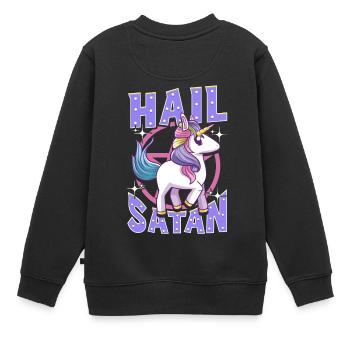 Netter & lustiger Hagel Satan Einhorn Satanic Metal Pun - Kinder Premium Organic Sweatshirt - Schwarz - Hinten - AI Model Kid Female (0cm)