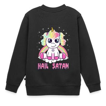 Netter Hagel Satan Einhorn Regenbogen Lustiges satanisches Wortspiel - Kinder Premium Organic Sweatshirt - Schwarz - Hinten - AI Model Kid Female (0cm)