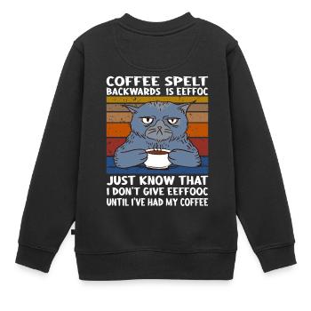Coffee spelt backwards is eeffoc Design - Kids Premium Organic Sweatshirt - black - Back - AI Model Kid Female (0cm)