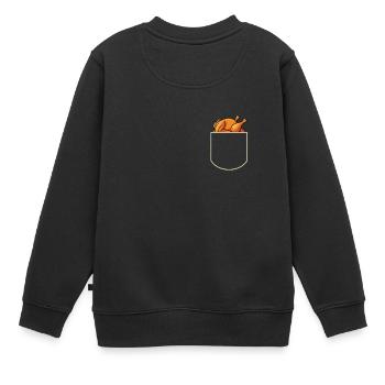 Brathähnchen In Der Brusttasche Huhn Geschenkidee - Kinder Premium Organic Sweatshirt - Schwarz - Hinten - AI Model Kid Female (0cm)