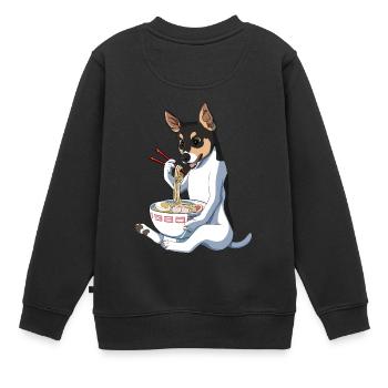 Anime japonais Guide Terrier chien Ramen - Sweat Premium enfant bio - noir - Dos - AI Model Kid Female (0cm)