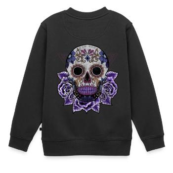 Dia De Los Muertos Flowery Skull Day Of The Dead - Kinder Premium Organic Sweatshirt - Schwarz - Hinten - AI Model Kid Female (0cm)
