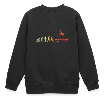 Vintage Trampolin Springen Evolution Springen - Kinder Premium Organic Sweatshirt - Schwarz - Hinten - AI Model Kid Female (0cm)