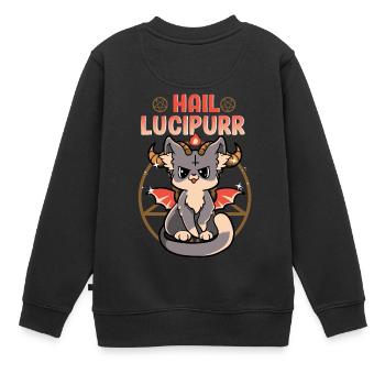 Süße & lustige satanische Hagel Lucipurr freche Kätzchen - Kinder Premium Organic Sweatshirt - Schwarz - Hinten - AI Model Kid Female (0cm)