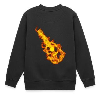 Akustische Gitarre In Flammen Gitarren Liebhaber - Kinder Premium Organic Sweatshirt - Schwarz - Hinten - AI Model Kid Female (0cm)