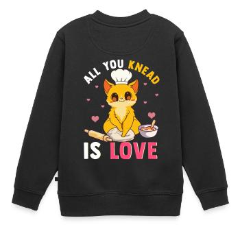 Cute All You Knede ist Liebe lustige Katze Kneten Pun - Kinder Premium Organic Sweatshirt - Schwarz - Hinten - AI Model Kid Female (0cm)