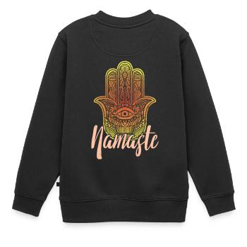 Hamsa Fatima Hand Böser Blick Namaste Spirituelles - Kinder Premium Organic Sweatshirt - Schwarz - Hinten - AI Model Kid Female (0cm)