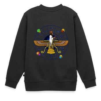 Antikes Anunnaki-Symbol - Kinder Premium Organic Sweatshirt - Schwarz - Hinten - AI Model Kid Female (0cm)