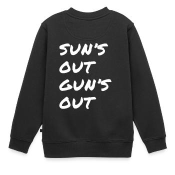 Sun's Out Gun's Out - Kinder Premium Organic Sweatshirt - Schwarz - Hinten - AI Model Kid Female (0cm)