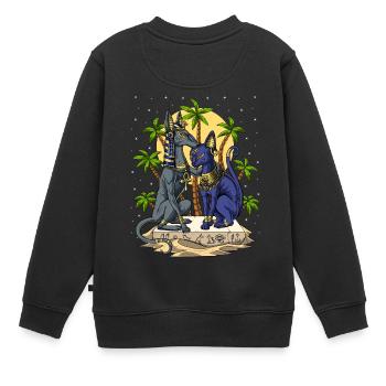 Dieux égyptiens Anubis Bastet - Sweat Premium enfant bio - noir - Dos - AI Model Kid Female (0cm)