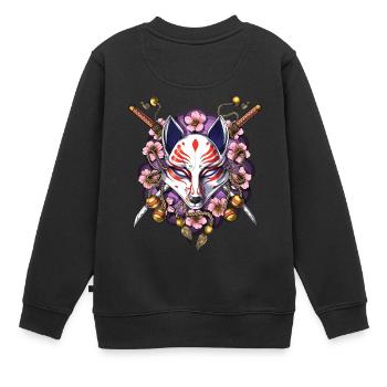 Kitsune Japanische Fuchsmaske - Kinder Premium Organic Sweatshirt - Schwarz - Hinten - AI Model Kid Female (0cm)