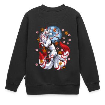 Japanischer Fuchs Kitsune - Kinder Premium Organic Sweatshirt - Schwarz - Hinten - AI Model Kid Female (0cm)