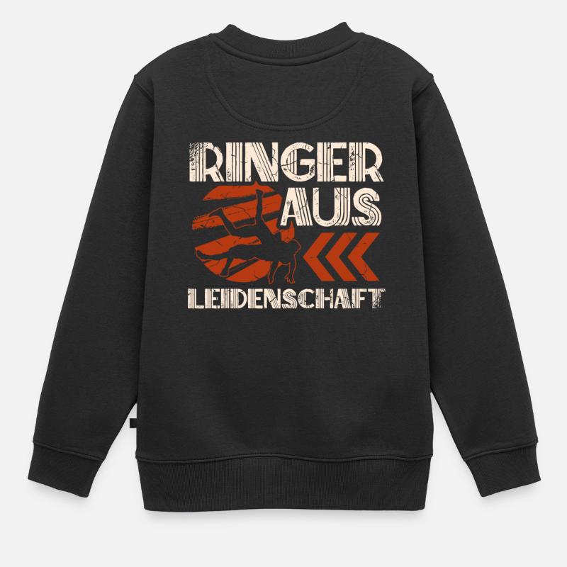 Ringen Ringer aus Leidenschaft - Kinder Premium Organic Sweatshirt - Schwarz
