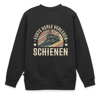 Modellbau Echte Kerle verlegen Schienen - Kinder Premium Organic Sweatshirt - Schwarz - Hinten - AI Model Kid Female (0cm)