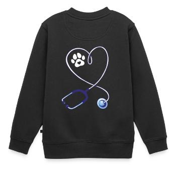 Vet Tech Stethoscope - Kids Premium Organic Sweatshirt - black - Back - AI Model Kid Female (0cm)