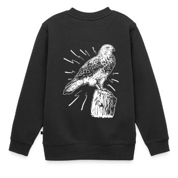 Ornithologie Vogel Liebhaber Bussard Falke Adler - Kinder Premium Organic Sweatshirt - Schwarz - Hinten - AI Model Kid Female (0cm)