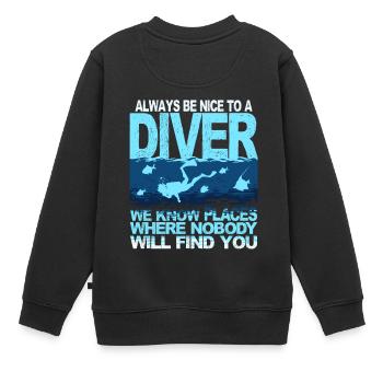 Lustige Taucher Sprüche Tiefsee Schnorcheln - Kinder Premium Organic Sweatshirt - Schwarz - Hinten - AI Model Kid Female (0cm)