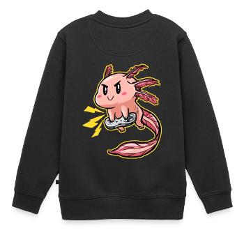 Gaming Axolotl Zocken Gamer Videospiel Nerd - Kinder Premium Organic Sweatshirt - Schwarz - Hinten - AI Model Kid Female (0cm)