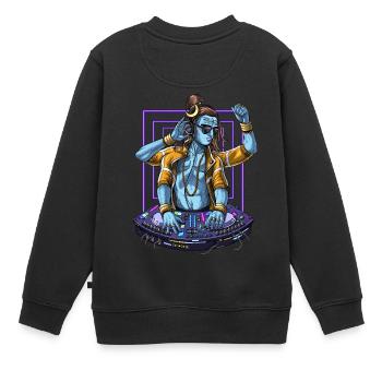 Psychedelischer Shiva Musik DJ - Kinder Premium Organic Sweatshirt - Schwarz - Hinten - AI Model Kid Female (0cm)