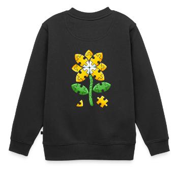Be Kind Sonnenblume Autismus Autistisch Puzzle - Kinder Premium Organic Sweatshirt - Schwarz - Hinten - AI Model Kid Female (0cm)