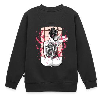 Tatouage de dragon japonais Samouraï Japon Fleur de cerisier - Sweat Premium enfant bio - noir - Dos - AI Model Kid Female (0cm)