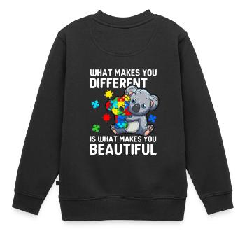 Be Different Autismus Mama Koala Autist - Kinder Premium Organic Sweatshirt - Schwarz - Hinten - AI Model Kid Female (0cm)