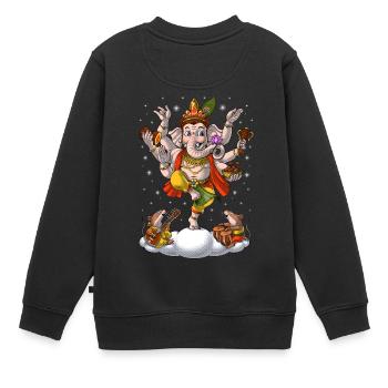 Hindouisme Éléphant Dieu Ganesha - Sweat Premium enfant bio - noir - Dos - AI Model Kid Female (0cm)