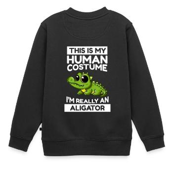 This Is My Human Costume I'm Really An Aligator - Kinder Premium Organic Sweatshirt - Schwarz - Hinten - AI Model Kid Female (0cm)