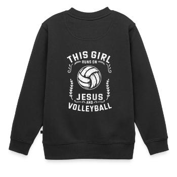 Beachball This Girl Runs On Jesus And Volleyball - Kinder Premium Organic Sweatshirt - Schwarz - Hinten - AI Model Kid Female (0cm)