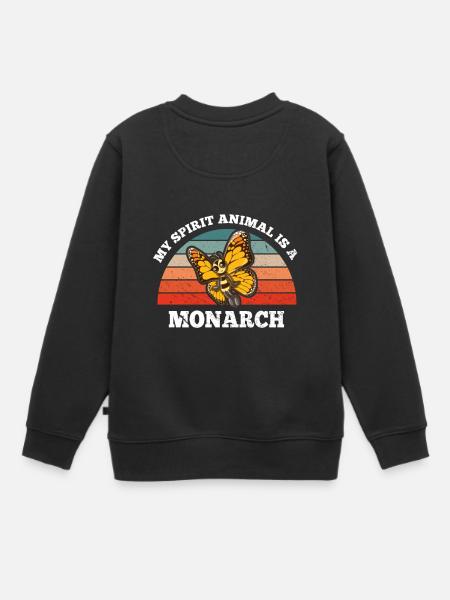 Retro Vintage My Spirit Animal Is A Monarch - Kids Premium Organic Sweatshirt - black