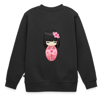 Japon Cherry Blossom Geisha Japonais Tokyo Kawaii - Sweat Premium enfant bio - noir - Dos - AI Model Kid Female (0cm)