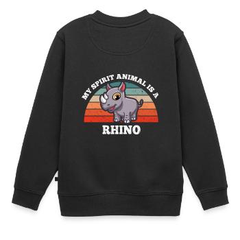 Rhinocéros Pachydermes Mon animal spirituel est un rhinocéros - Sweat Premium enfant bio - noir - Dos - AI Model Kid Female (0cm)