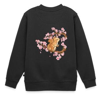 Japon Écureuil en fleurs de cerisier Art japonais - Sweat Premium enfant bio - noir - Dos - AI Model Kid Female (0cm)