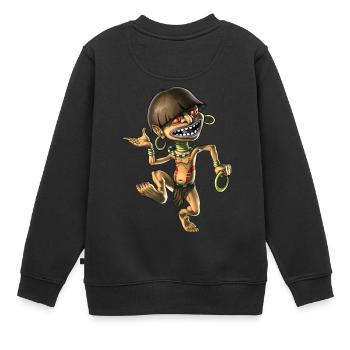 Aztekisches Fabelwesen Chaneque - Kinder Premium Organic Sweatshirt - Schwarz - Hinten - AI Model Kid Female (0cm)