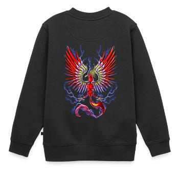 Oiseau-tonnerre mythique cryptide - Sweat Premium enfant bio - noir - Dos - AI Model Kid Female (0cm)