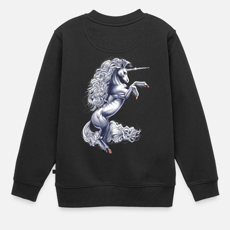 Mythisches magisches Einhorn - Kinder Premium Organic Sweatshirt - Schwarz