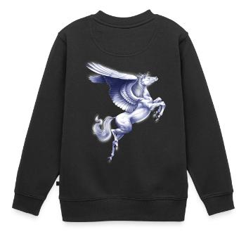 Griechisches Fabelwesen Pegasus - Kinder Premium Organic Sweatshirt - Schwarz - Hinten - AI Model Kid Female (0cm)