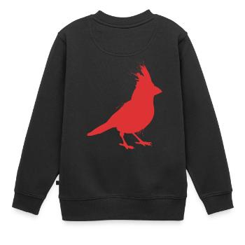 Bunter Fliegender Splash Vogel Rotkardinal - Kinder Premium Organic Sweatshirt - Schwarz - Hinten - AI Model Kid Female (0cm)