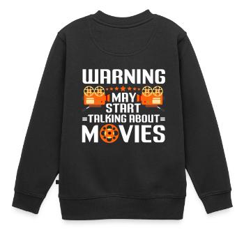 Warning Kinobesucher Filmliebhaber Kino Filme - Kinder Premium Organic Sweatshirt - Schwarz - Hinten - AI Model Kid Female (0cm)