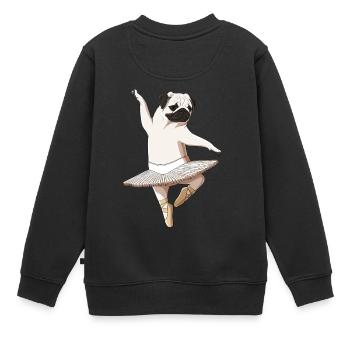 Drôle de ballerine Chien Danse Ballet Carlin - Sweat Premium enfant bio - noir - Dos - AI Model Kid Female (0cm)