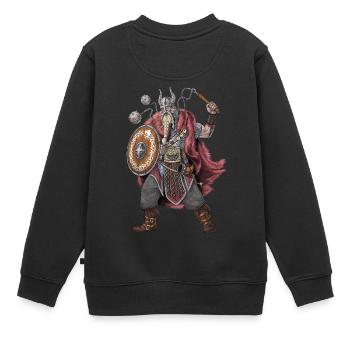 Nordischer Wikingerkrieger - Kinder Premium Organic Sweatshirt - Schwarz - Hinten - AI Model Kid Female (0cm)