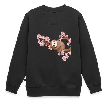Faultier Kirschblüte Japan Liebhaber Kirschbaum - Kinder Premium Organic Sweatshirt - Schwarz - Hinten - AI Model Kid Female (0cm)
