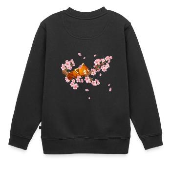 Süßer Kleiner Panda Roter Panda Japan Kirschblüte - Kinder Premium Organic Sweatshirt - Schwarz - Hinten - AI Model Kid Female (0cm)