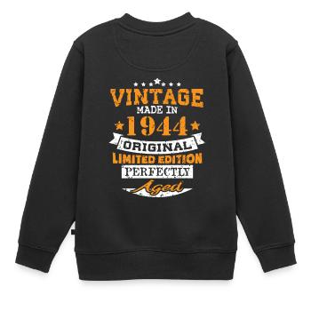 Vintage Made In 1944 Original Limited Edition - Kinder Premium Organic Sweatshirt - Schwarz - Hinten - AI Model Kid Female (0cm)