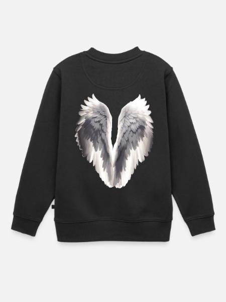 Ailes d’ange - Sweat Premium enfant bio - noir