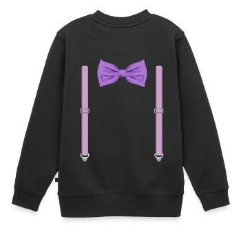 Drôle de nœud papillon violet avec bretelles parfaites - Sweat Premium enfant bio - noir - Dos - AI Model Kid Female (0cm)