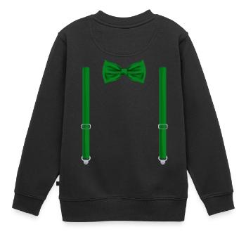 Drôle de nœud papillon vert avec bretelles parfait - Sweat Premium enfant bio - noir - Dos - AI Model Kid Female (0cm)