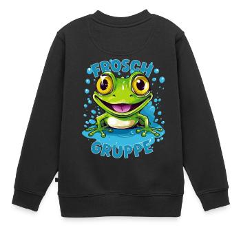 Cartoon Froschgruppe Kindergarten Gruppentier - Kinder Premium Organic Sweatshirt - Schwarz - Hinten - AI Model Kid Female (0cm)